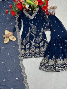 Salwar Kameez bordado con Dupatta |   Vestido de Fiesta Moderno para Mujer, Tejido Georgette Resistente, Elástico y Sin Arrugas, para Todas las Temporadas - Product Image 3