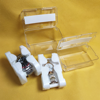 Boîte à montre en plastique transparent de marque célèbre, prête à être expédiée, cercueil à montre, 100 pièces, faible MOQ avec prix de gros