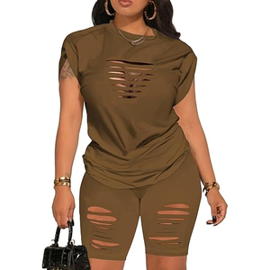 Women Modern Casual T Shirt and Biker Shorts Matching <b>Set</b> Summer Co Ord Outfit - Product Image 1