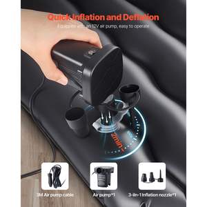Matelas pneumatique de voiture portable noir durable, lits de voyage floqués, pompe à air pour siège arrière gonflable, 2 oreillers, buse, sac de transport pour voiture - Product Image 5