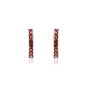 High Quality Handmade 925 Sterling Silver Natural <b>Garnet</b> Gemstones Channel Set C Shape Hoop <b>Earrings</b> For Women's - Product Image 1