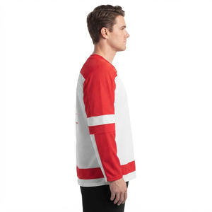 Maillot de hockey sur glace sublimé pour homme en mesh, maillot de match de hockey sur glace pour homme, maillot de hockey sur glace à col en V pour homme, maillot de hockey 100 % polyester - Product Image 3