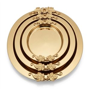 Juego de Platos Apilables Sona Gold con Recubrimiento PVD en Oro Champán para Hogar, Hoteles y Bodas - Juego de Vajilla de 40 cm, 3 Piezas - Product Image 1