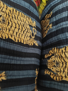 Sacs à maquillage en coton durable à imprimé floral rayé bleu tigre, pochettes indiennes, trousse de toilette de voyage, organiseur de cosmétiques - Product Image 6