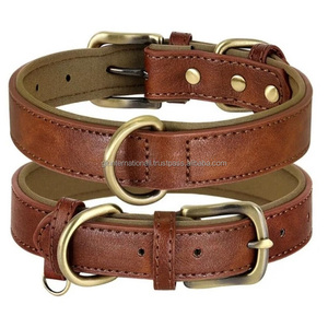 Nuevo collar de perro de cuero Premium marrón hecho a medida extra comodidad vaca suave acolchado cuero perro mascota collar - Product Image 2