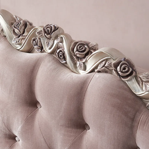 Ensemble de chambre à coucher King Size de luxe en bois d'acajou rose clair, style antique français, rembourré et capitonné, livraison gratuite, Kiky Home Made - Product Image 5