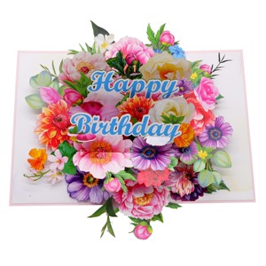Tarjeta de Cumpleaños 3D Pop-up, Tarjeta de Felicitación de Papel Hecha a Mano, Floral Colorida, Feliz Cumpleaños, Impresión Digital, Barnizado UV, Fabricante - Product Image 4