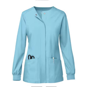 Blusas Médicas para Mujer, Manga Larga, Azul Claro, Cierre Frontal, Uniforme de Hospital, Ropa de Trabajo para Enfermeras - Product Image 3