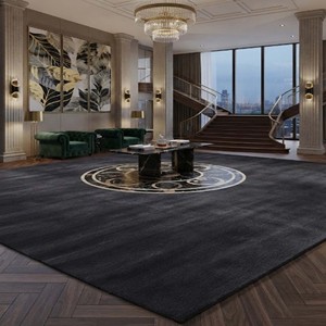 Alfombra Negra Lisa de Textura Suave, Estilo Moderno y Minimalista, para Sala de Estar, Dormitorio, Decoración Contemporánea para el Hogar - Product Image 2