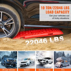 Tablas de tracción de material PP de 10 toneladas para recuperación de vehículos todoterreno/coches/pickups/SUVs/RVs, par de alfombrillas para neumáticos de ATV y UTV - Product Image 3