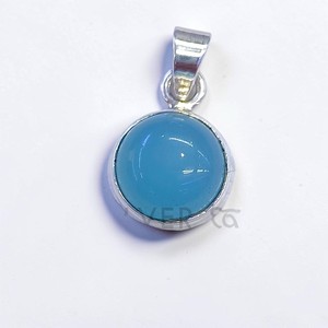 จี้เงินแท้ 925 ประดับพลอยแคลเซโดนีสีน้ำเงินธรรมชาติ น้ำหนักเบา ขายส่งจำนวนมาก - Product Image 1