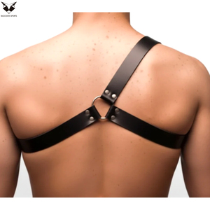 Arnés de Pecho de Cuero PU Negro de un Solo Hombro con Correa Cruzada Ajustable y Hebilla Metálica, Accesorio de Moda Punk Gótico Duradero - Product Image 2