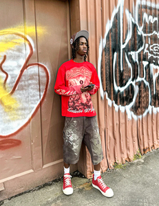 T-shirt sans manches rouge pour homme, coupe classique, avec motif photo imprimé sur le devant, lettres réfléchissantes, streetwear, col rond, en coton tricoté - Product Image 5