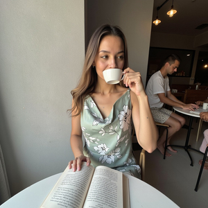 เดรสมิดิเฟิร์นผ้าไหมที่มีส่วนผสมของคอเสื้อผ่าแขนกุดและชุดเดรสทรงบานสง่างามสำหรับฤดูร้อนที่มีสไตล์และตอนกลางวัน - Product Image 6