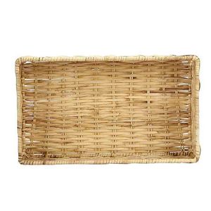 Handmade Rectangular Wood & Cane Rattan Tray Serving & Decorative Tray for Home Hotels Farmhouses <b>Storage</b> Rattan <b>Baskets</b> Decors - Product Image 2