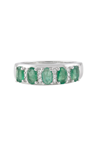 Anillo de Esmeralda y Diamantes en Plata de Ley 92.5 KLSR-11817 - Product Image 2
