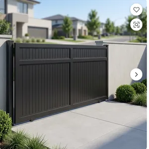 Puerta Corredera Moderna de Hierro Negro para Entrada de Vehículos, Paneles Verticales Galvanizados de 7 pies de Altura para Garaje, Privacidad y Seguridad - Product Image 4