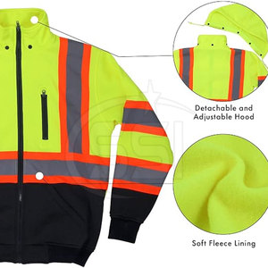 Sudadera de Seguridad de Alta Visibilidad ANSI Clase 2, Impermeable, Reflectante, para Trabajo, Tejido Resistente, con Logotipo, Cómoda - Product Image 4