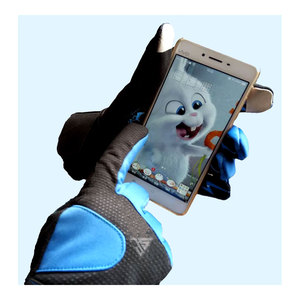 Gants de ski en tissu polyester imperméable de haute qualité avec coussinets en gel en similicuir, sangle de poignet coupe-vent à impression silicone pour l'extérieur - Product Image 4