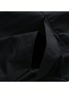 Veste matelassée coupe-vent à capuche noire pour homme, fermeture éclair partielle, style décontracté, coupe régulière, en polyester avec fermetures éclair, idéale pour l'automne - Product Image 3