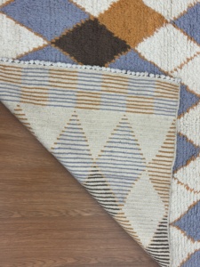 Tapis de sol en laine noué à la main, à poils longs, à motifs géométriques, antidérapant, style marocain - Product Image 6