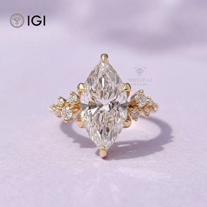 SHREERAJ <b>SOLITAIRE</b> IGI Certified 3Ct Lab Grown Diamond Engagement <b>Ring</b> Marquise Cut DEF VVS2/VS1 14K Solid Gold Trendy <b>Ring</b> - Product Image 1
