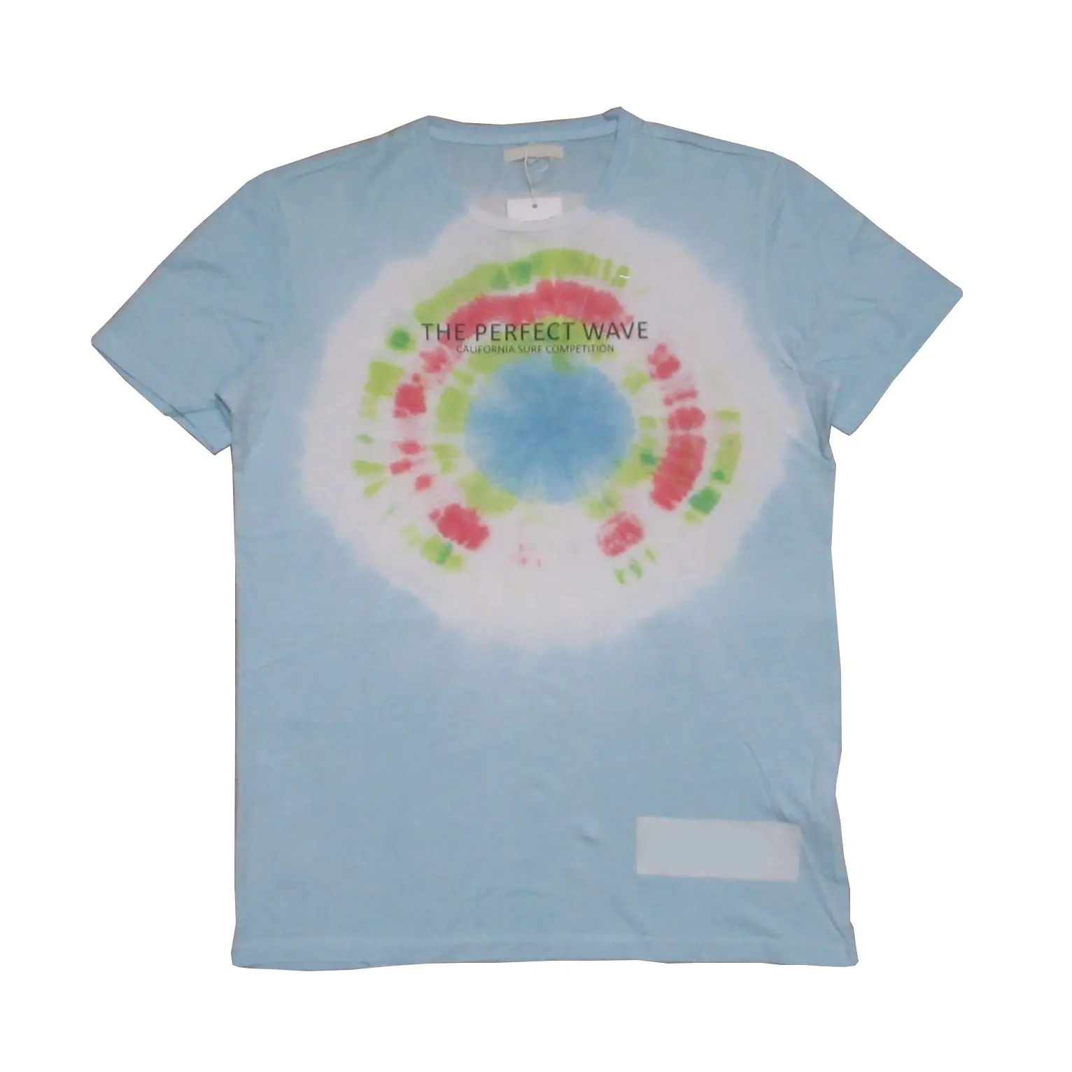 Camiseta de manga corta de punto, ropa 2022 de algodón estampada, azul claro, venta al por mayor, OEM, 100%