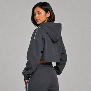 Nueva Llegada, Sudadera Corta para Mujer, con Logotipo Personalizado, de Felpa de Algodón Suave, Transpirable y Cómoda, Sudadera Corta Estilo Urbano - Product Image 2