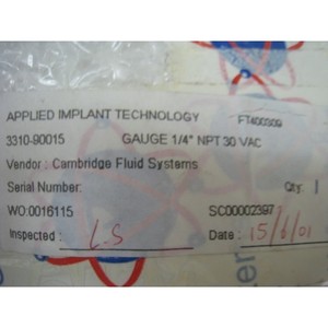 เกจวัด AMAT 3310-90015 ขนาด 1/4" NPT 30 VAC Cambridge - อุปกรณ์และอะไหล่เซมิคอนดักเตอร์ระดับโลกที่เชื่อถือได้ - Product Image 3