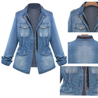 Veste en jean courte pour femme, élégante et décontractée, à manches longues, légère, respirante, écologique, ornée de strass