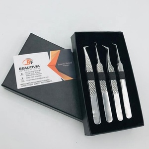 Pince à épiler professionnelle de volume avec logo personnalisé vente en gros pince à épiler à extension de cils en acier inoxydable avec prise en diamant pointu haut - Product Image 6