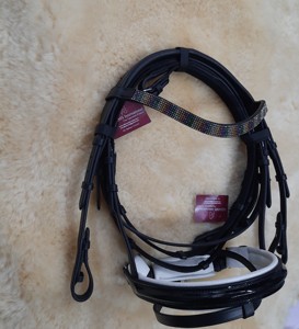 Belle qualité équestre cheval couronne spectacle maître bride en cuir noir et métal Headstall avec Logo personnalisé pour l'équitation - Product Image 4