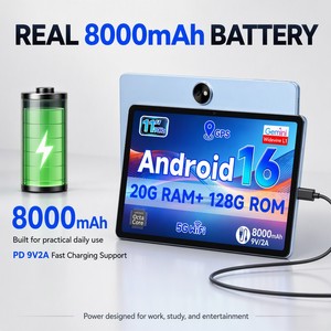 Tablette Android 16 portable 11 pouces avec chargeur rapide, écran Incell, processeur Octa Core T620 2.2GHz, 20GB+128GB, batterie 8000mAh, WiFi 5G - Product Image 6