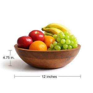 Bol à salade et à fruits en bois de manguier artisanal, grand bol à fruits en bois, bol décoratif pour la cuisine et la salle à manger, pour salades, pâtes, en-cas - Product Image 6