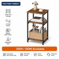 Table de chevet à trois niveaux avec cadre métallique rustique et pieds réglables, OEM ODM