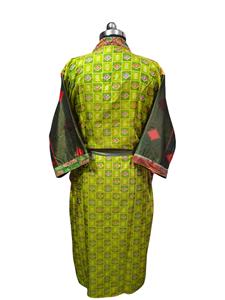 ชุดกิโมโนเย็บปะติดปะต่อกันชุดคลุมบิกินี่เสื้อคลุมยาวสำหรับใส่กลางคืนทำด้วยมือสไตล์วินเทจผ้าไหมส่าหรี - Product Image 3