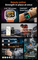 Montre connectée d'extérieur KR92 2025 Nouveauté avec GPS, altimètre, pression, boussole, lampe de poche, cadran IA, GPT, étanche 1ATM, montres de sport, Reloj