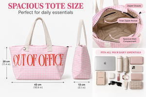 Bolso Tote de Mujer con Cierre de Cremallera, Gran Capacidad, para la Playa, Compras, Uso Diario Informal - Product Image 2