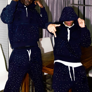 เสื้อผ้าสตรีทแวร์ ODM แบบสั่งทำพิเศษ พิมพ์ลายเพชรเต็มตัว ทรงบ็อกซี่ สำหรับฤดูหนาว ผ้าเฟรนช์เทอร์รี่แบบวินเทจ ซักนุ่ม ทรงครอป โอเวอร์ไซส์ ไซส์พลัส - Product Image 2