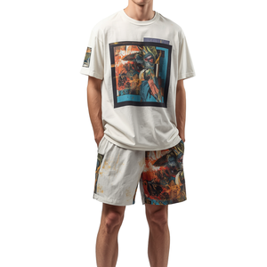 Ensemble T-shirt et short en tricot respirant à imprimé numérique pour homme, idéal pour l'été - Product Image 1