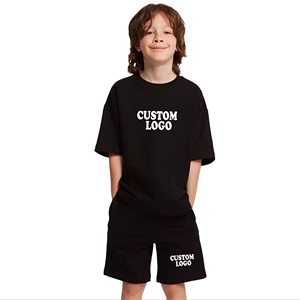 High Quality 2-Piece Summer Clothing Set Custom Logo New Wholesale Kids T-<b>Shirt</b> Shorts Sets <b>Waffle</b> Embroidery Made Cotton - Product Image 1