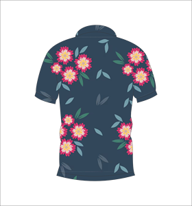 เสื้อโปโลชายลายดอกไม้สีกรมท่า พิมพ์ลายทั้งตัว แขนสั้น สไตล์ลำลอง สำหรับเล่นกอล์ฟ - Product Image 2