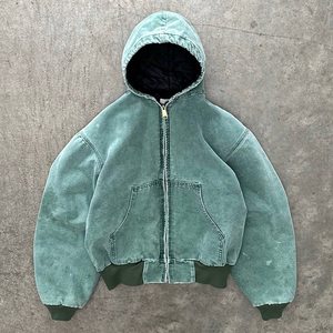 Sudadera con capucha de algodón 100% de alto gramaje, estilo vintage con lavado ácido, oversize, sin cordón, con cremallera, para hombre, venta al por mayor ODM - Product Image 1
