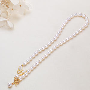 Collar de Perlas de Agua Dulce con Incrustaciones de Microcirconitas Geométricas Tridimensionales al por Mayor, Cierre OT, Concha de Mariposa, Joyería Premium - Product Image 3