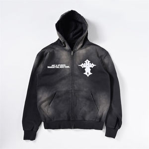 Sudadera con Capucha Negra para Hombre, con Cierre, de Felpa Francesa, Algodón, Estilo Urbano, con Estampado del Logotipo de Art & Studios, para Otoño - Product Image 1