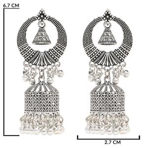 ต่างหูแบบจุมก้าทรงโคมระย้าแบบอัฟกานิสถานชุบเงินพร้อมประดับมุก - Product Image 4
