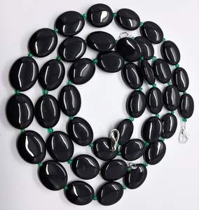 Cuentas ovaladas lisas de ónix negro natural AAA de 15x20 mm, cuentas ovaladas grandes de piedras preciosas de 18 pulgadas, cuentas sueltas de ónix negro para la fabricación de joyería. - Product Image 1