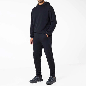 Men's Black Hooded Tracksuit Set Casual Pullover <b>Hoodie</b> Jogger Pants Sportswear <b>Running</b> Training Gym Fitness Loungewear Custom - Product Image 1