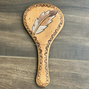 Miroirs de poche à poignée compacte en cuir véritable usiné simple et élégant Accessoire de maquillage occidental Cowgirl personnalisé de haute qualité - Product Image 2