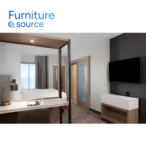 Conjunto de muebles de dormitorio de hotel de lujo, diseño moderno y personalizable, acabado de chapa duradera, fábrica de muebles de alta calidad de Vietnam - Product Image 3